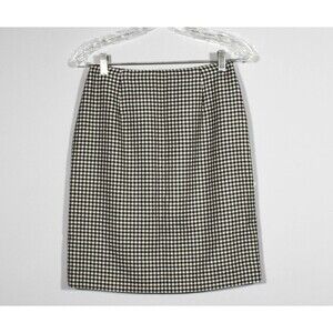 Lauren Ralph Lauren 100% Wool Black & Cream Houndstooth Pencil Skirt Sz 6P